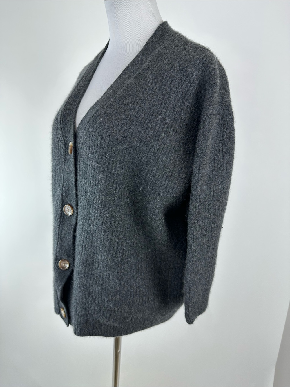 Charcoal Cashmere Cardigan - Picture 4 of 6